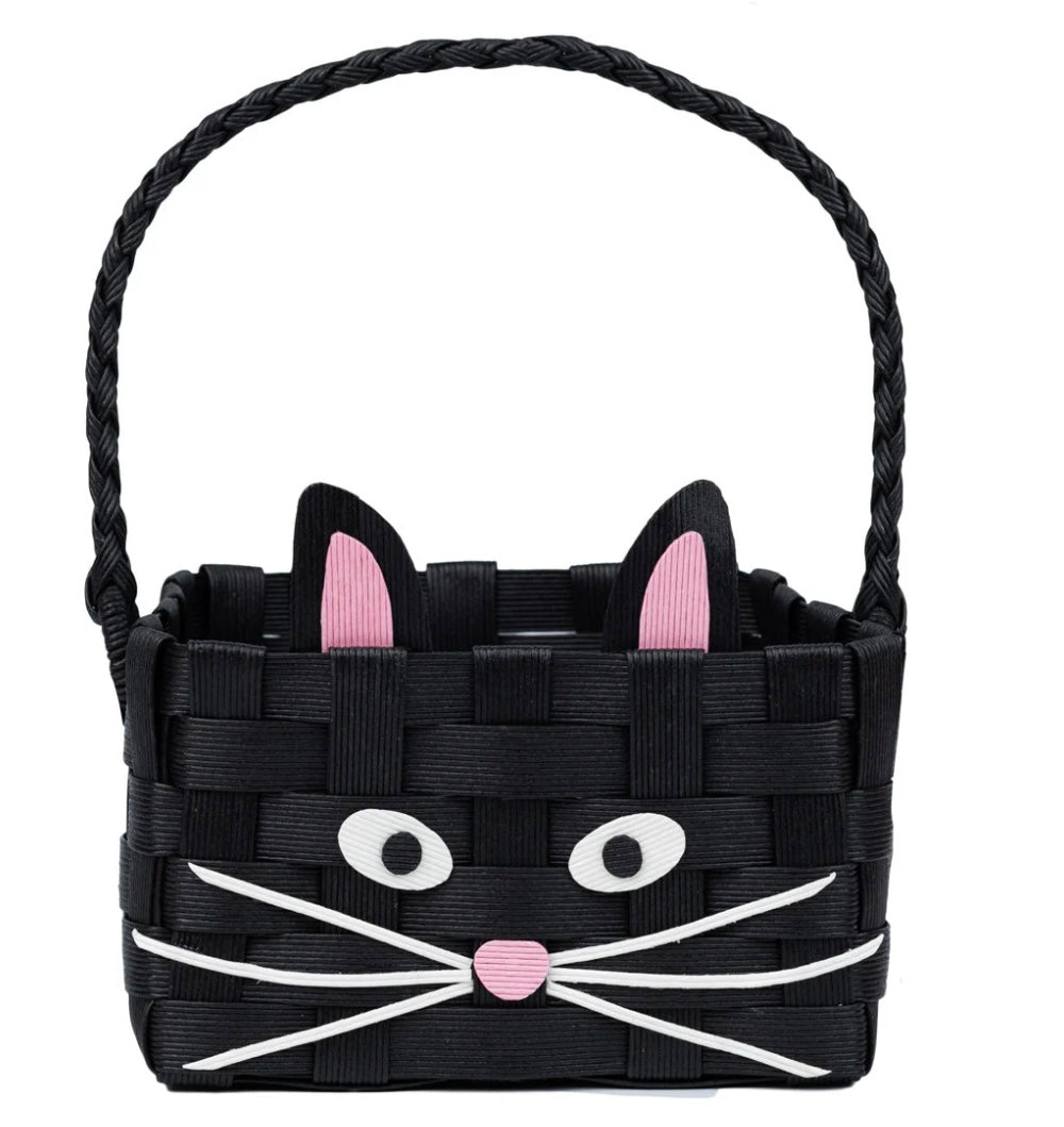 Black recycled Cat shaped basket