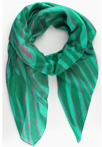 Zebra and Lightening Bolt Green print scarf
