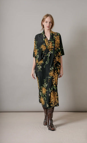 Chrysanthemum Black Rachel Dress