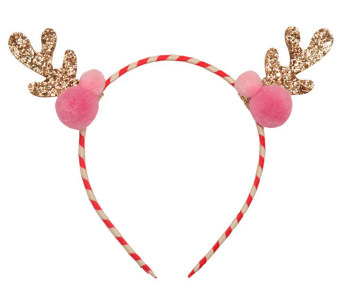 Stripy Pom Pom Reindeer Headband